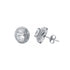 Oval Cubic Zirconia Double Halo Earrings in Rhodium Plated Silver