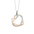 Rose and White Two Tone Double Heart and Cubic Zirconia Pendant