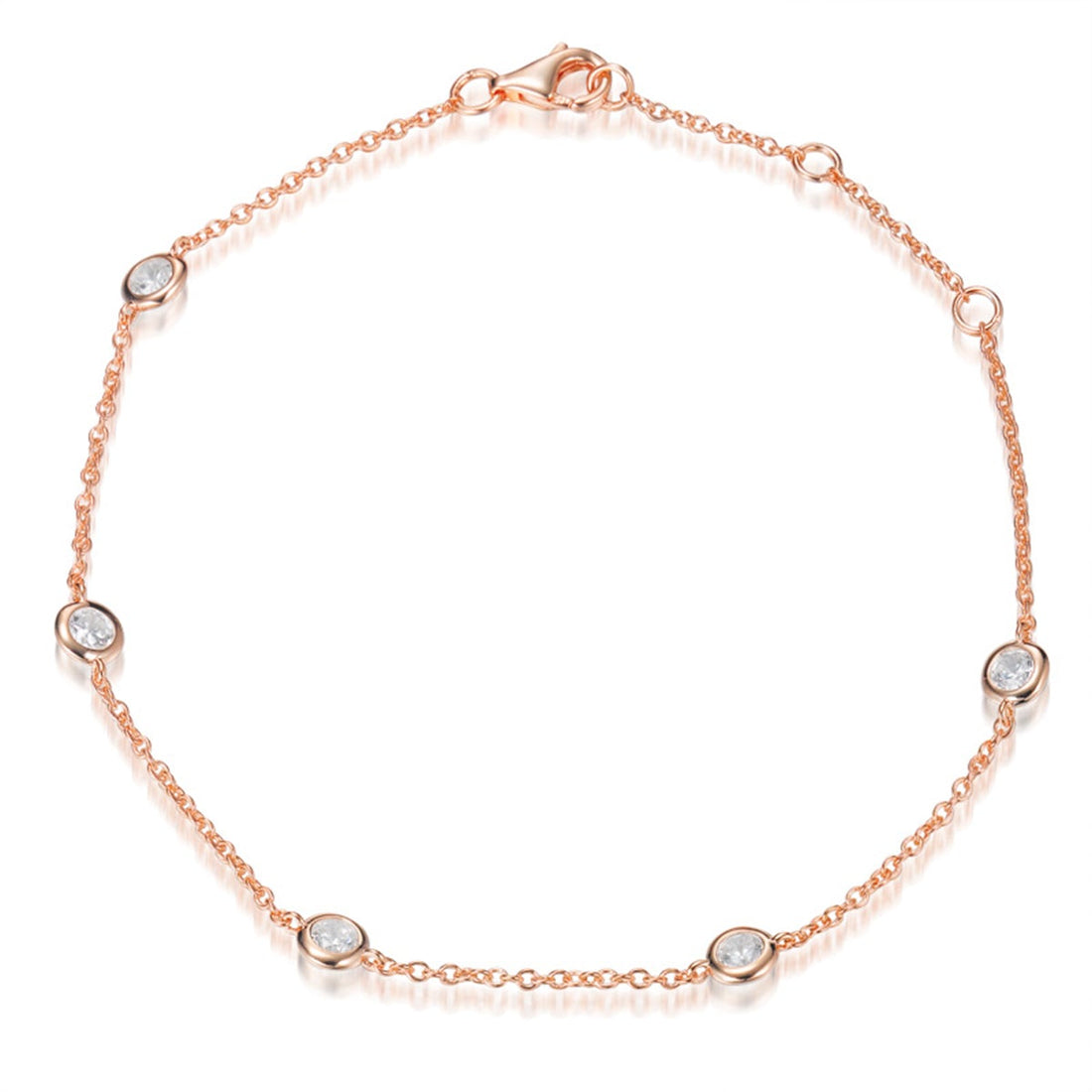 0.85ct Cubic Zirconia Classic Chain Bracelet in 14k Rose Gold Plated Silver