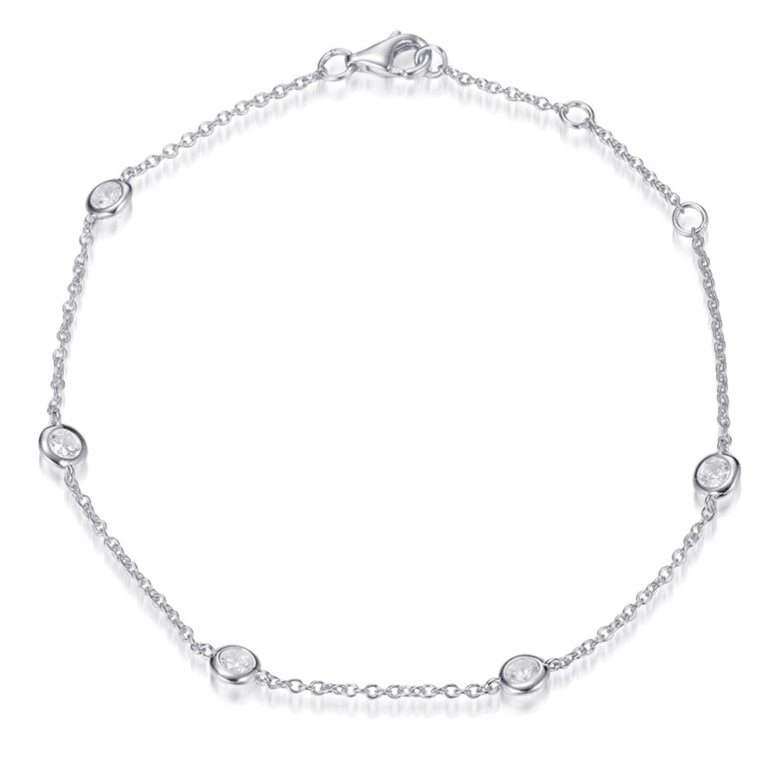 0.85ct Cubic Zirconia Classic Chain Bracelet in Rhodium Plated Silver