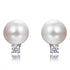 0.90ct Cubic Zirconia Lydia Pearl Stud Earrings in Rhodium Plated Silver