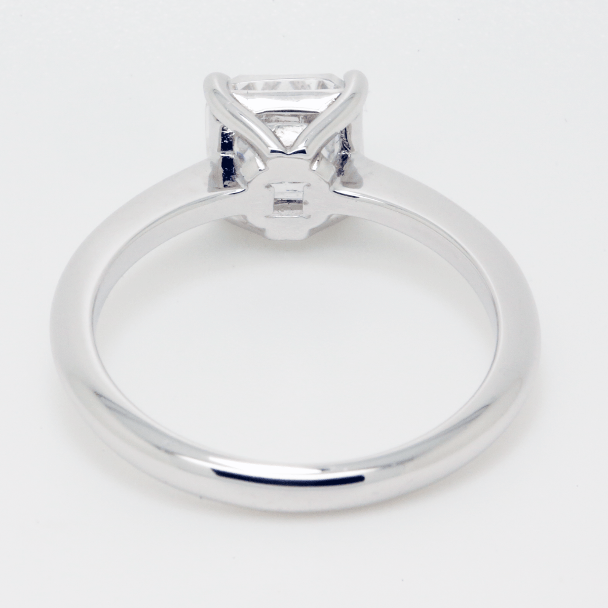 1.00ct Cubic Zirconia Asscher Cut Solitaire Engagement in Rhodium Plated Silver