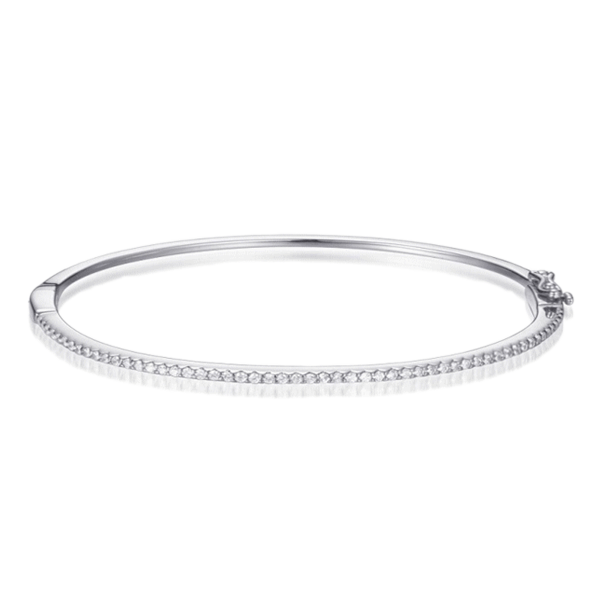 1.10ct Cubic Zirconia Freya Brilliant Cut Bangle in Rhodium Plated Silver