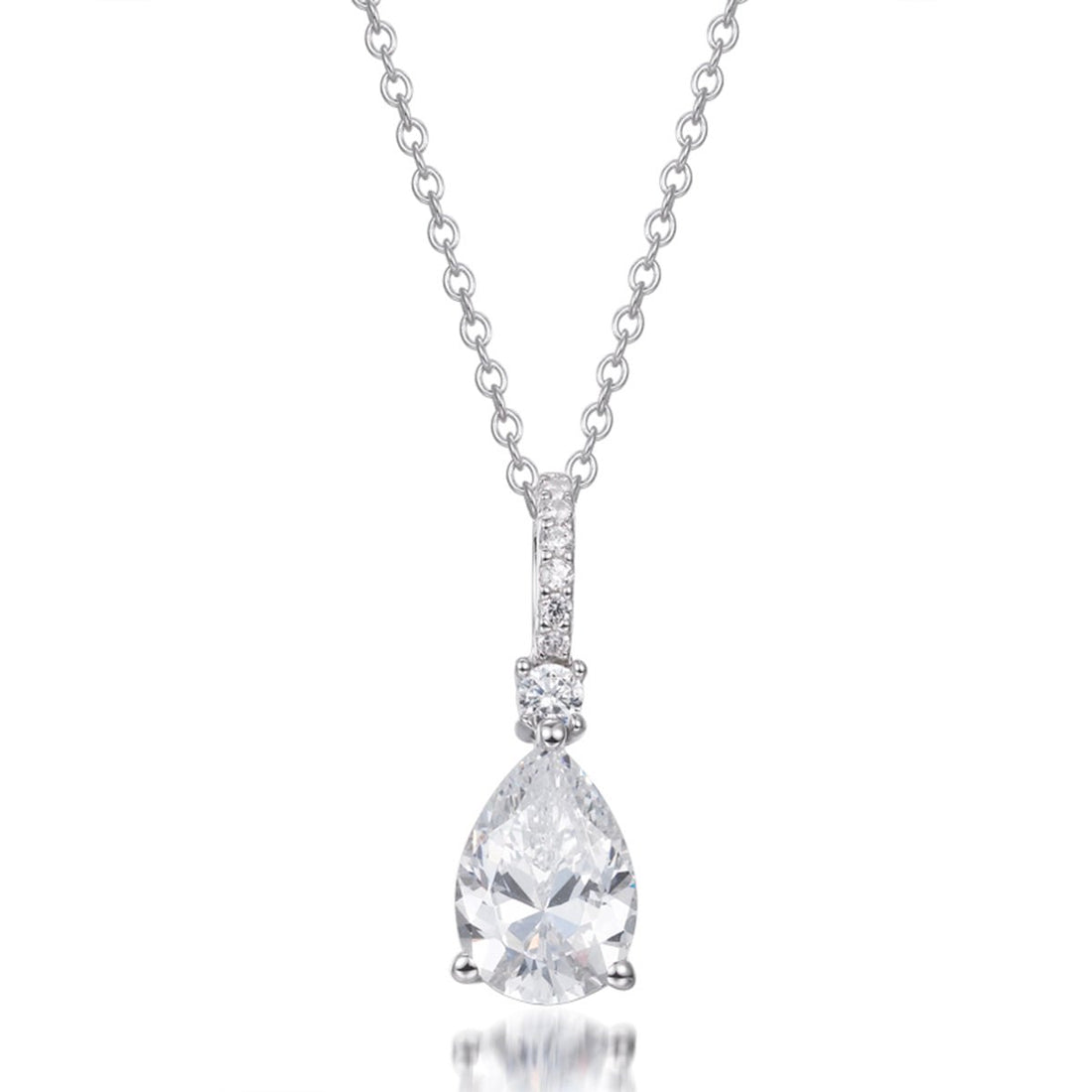11.0ct Cubic Zirconia Pear Drop Pendant in Rhodium Plated Silver