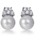 1.25ct Cubic Zirconia Crown Pearl Stud Earrings in Rhodium Plated Silver