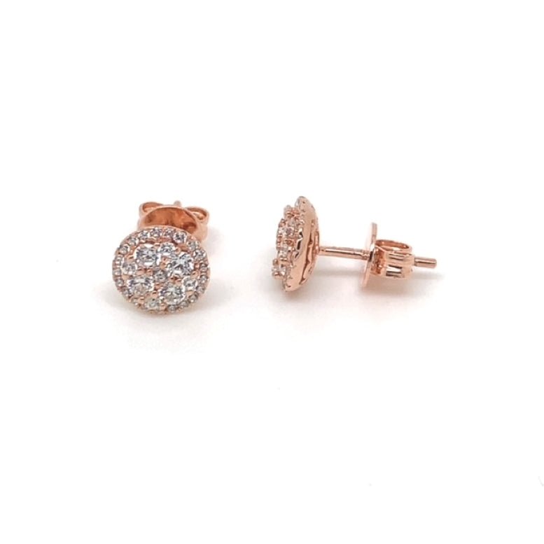 1.30ct Cubic Zirconia Round Cluster Earrings in 14k Rose Gold Plated Silver