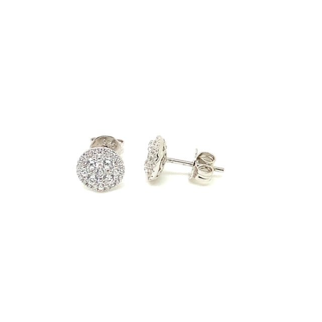 1.30ct Cubic Zirconia Round Cluster Earrings in Rhodium Plated Silver