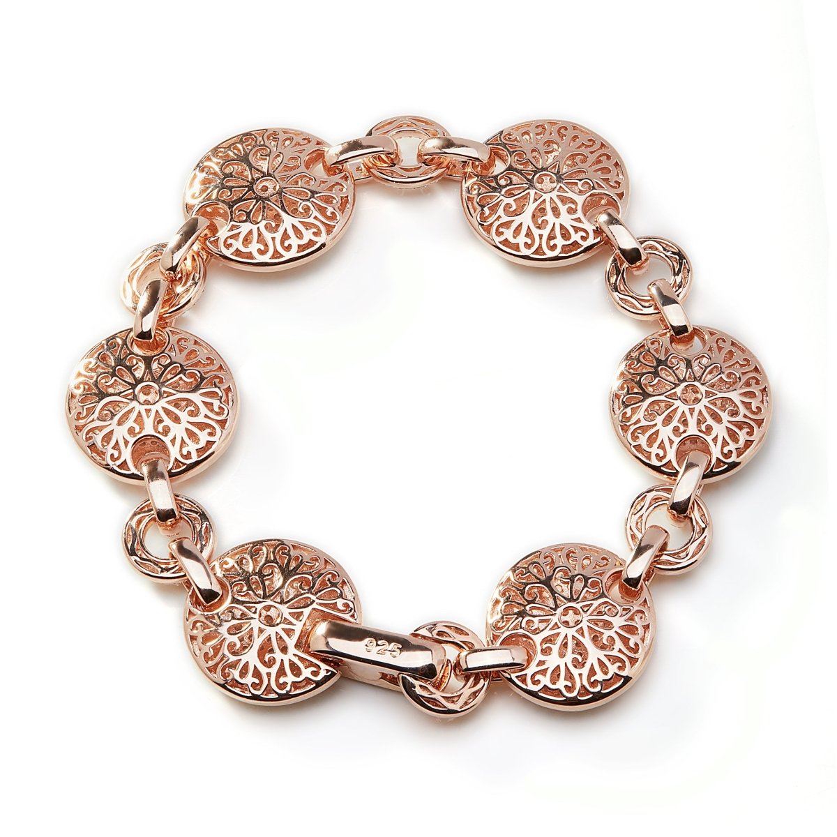 13.30ct Cubic Zirconia Pave Disc Bracelet in 14k Rose Gold Plated Silver