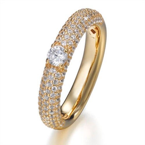 Cubic Zirconia Luna Half Band Eternity Ring Set in 14k Yellow Gold Plated Silver