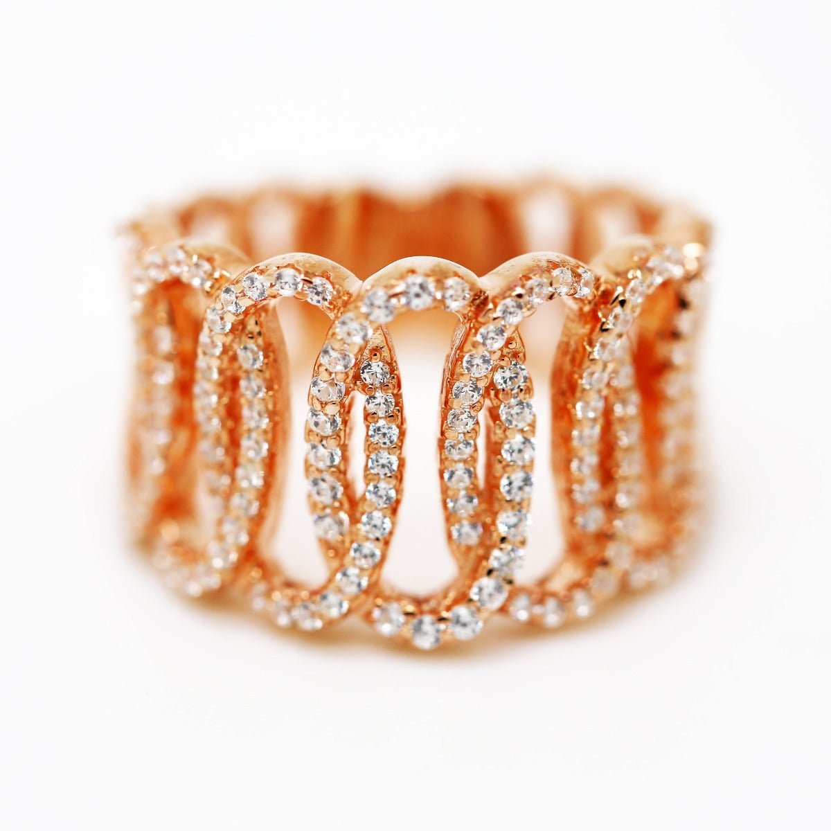 1.38ct Cubic Zirconia Squiggle Eternity Ring in 14k Rose Gold Plated Silver