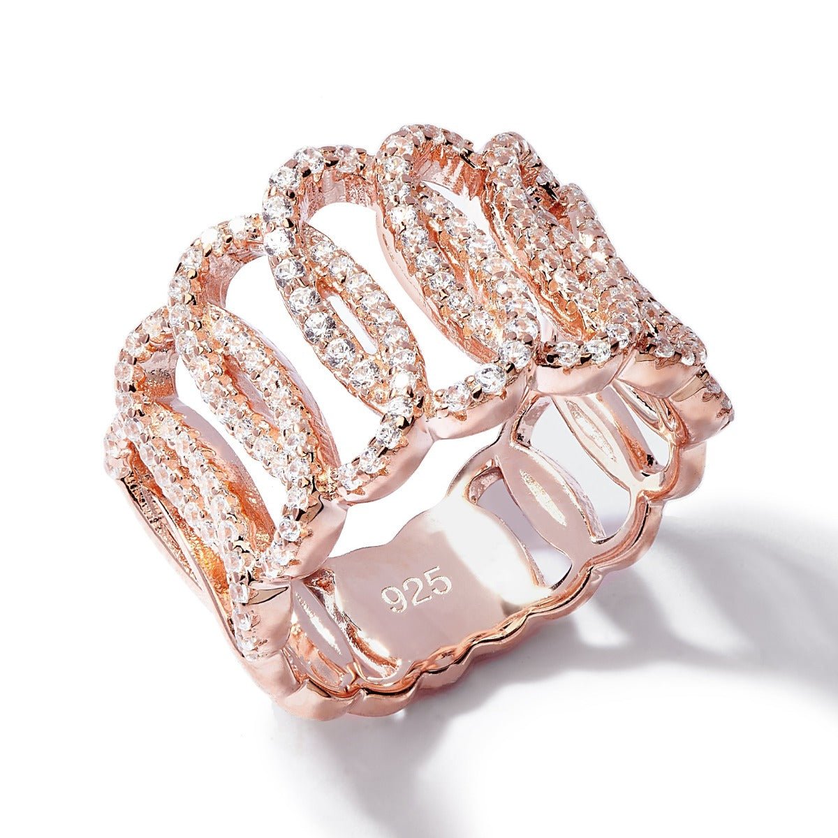 1.38ct Cubic Zirconia Squiggle Eternity Ring in 14k Rose Gold Plated Silver