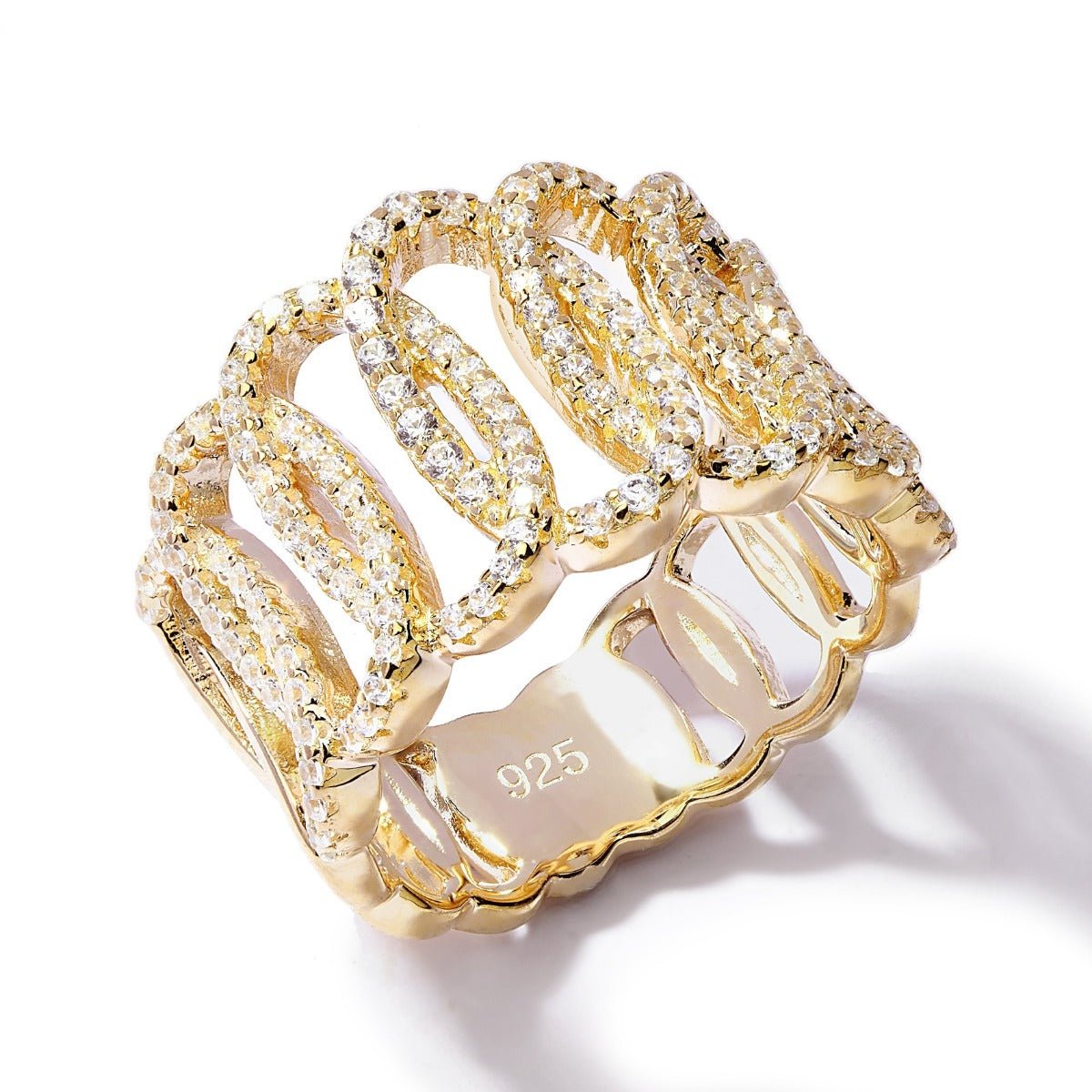 1.38ct Cubic Zirconia Squiggle Eternity Ring in 14k Yellow Gold Plated Silver