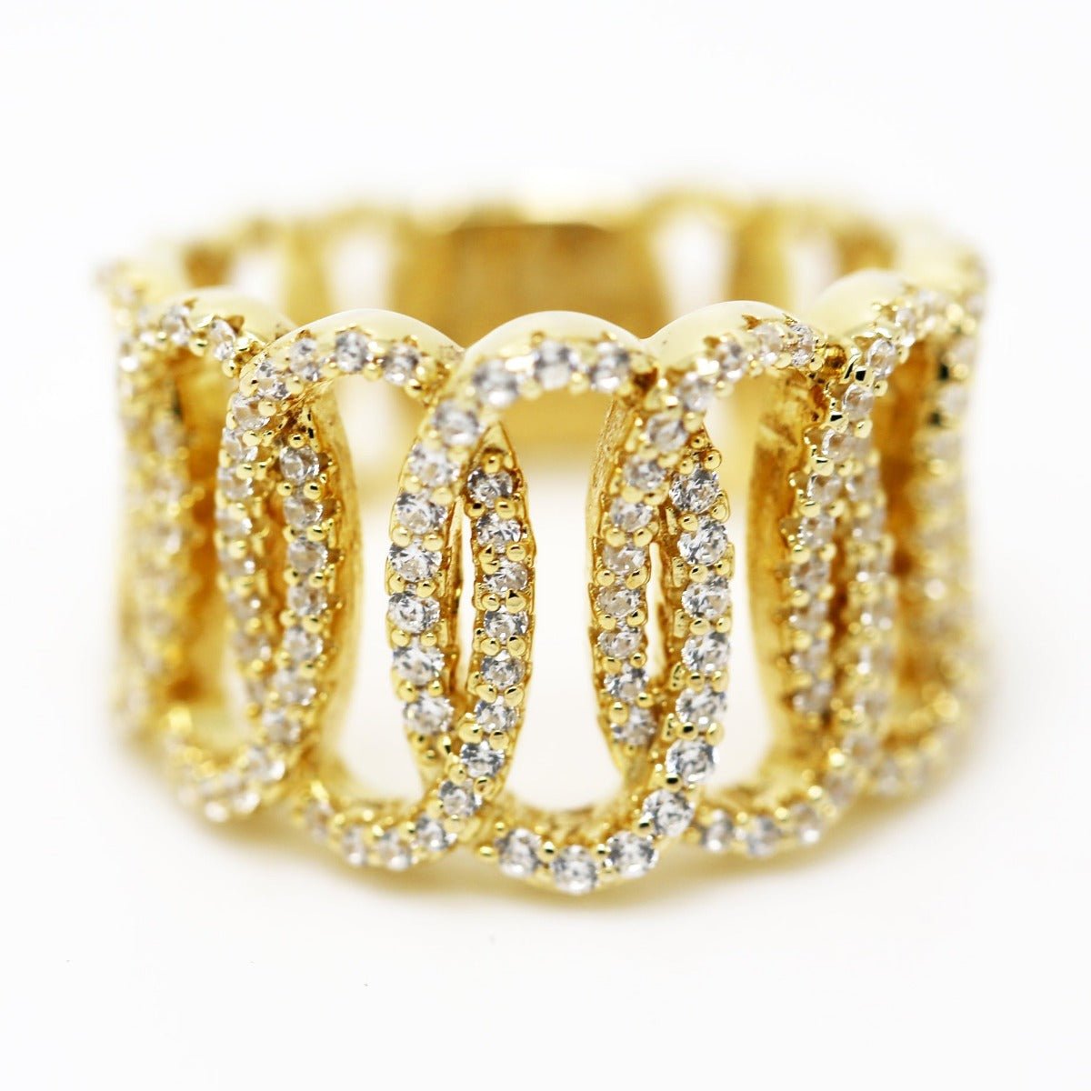 1.38ct Cubic Zirconia Squiggle Eternity Ring in 14k Yellow Gold Plated Silver