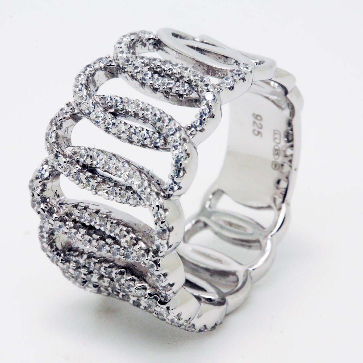 1.38ct Cubic Zirconia Squiggle Eternity Ring in Rhodium Plated Silver