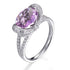 1.40ct Amethyst & 2.30ct Cubic Zirconia Cushion Cut Ring in Rhodium Plated Silver