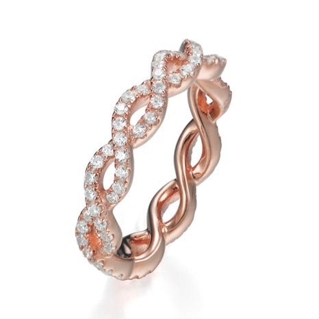 1.70ct Cubic Zirconia Entwined Full Band Eternity Ring in 14k Rose Gold Plated Silver