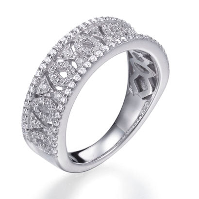 1.70ct Cubic Zirconia Filigree Half Eternity Ring in Rhodium Plated Silver