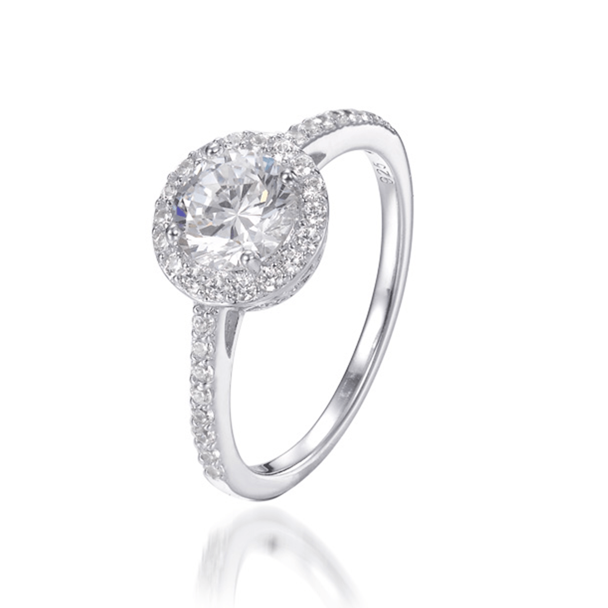 2.00ct Cubic Zirconia Imani Halo Ring in Rhodium Plated Silver
