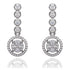2.0ct Cubic Zirconia Rub Over Set Halo Drop Earrings in Rhodium Plated Silver