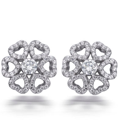 2.30ct Cubic Zirconia Flower Stud Earrings in Rhodium Plated Silver