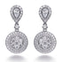 2.65ct Cubic Zirconia Pear & Round Custer Drop  Earrings in Rhodium Plated Silver