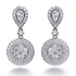 2.65ct Cubic Zirconia Pear & Round Custer Drop  Earrings in Rhodium Plated Silver