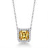 3.00ct Asscher Cut Yellow Cubic Zirconia Halo Pendant in Rhodium Plated Silver