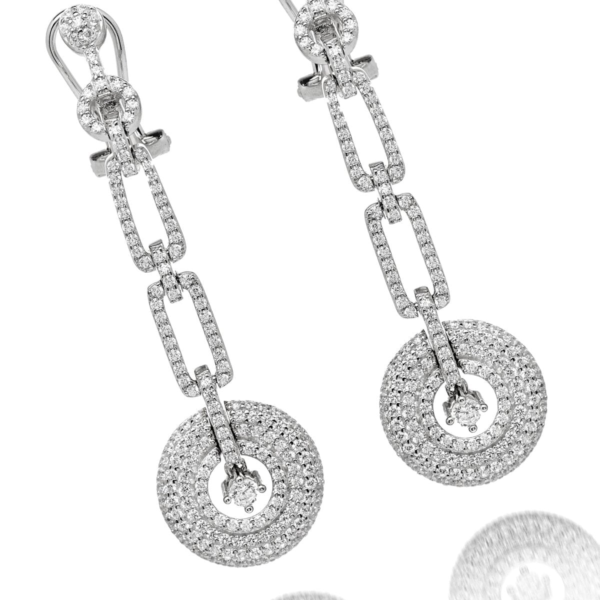 3.40ct Cubic Zirconia Catherine Art Deco Drop Earrings in Rhodium Plated Silver