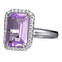 3.58ct Amethyst & 0.89ct Cubic Zirconia Halo Ring in Rhodium Plated Silver