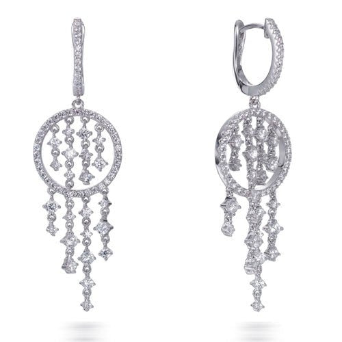 4.60ct Cubic Zirconia Dream Catcher Earrings in Rhodium Plated Silver