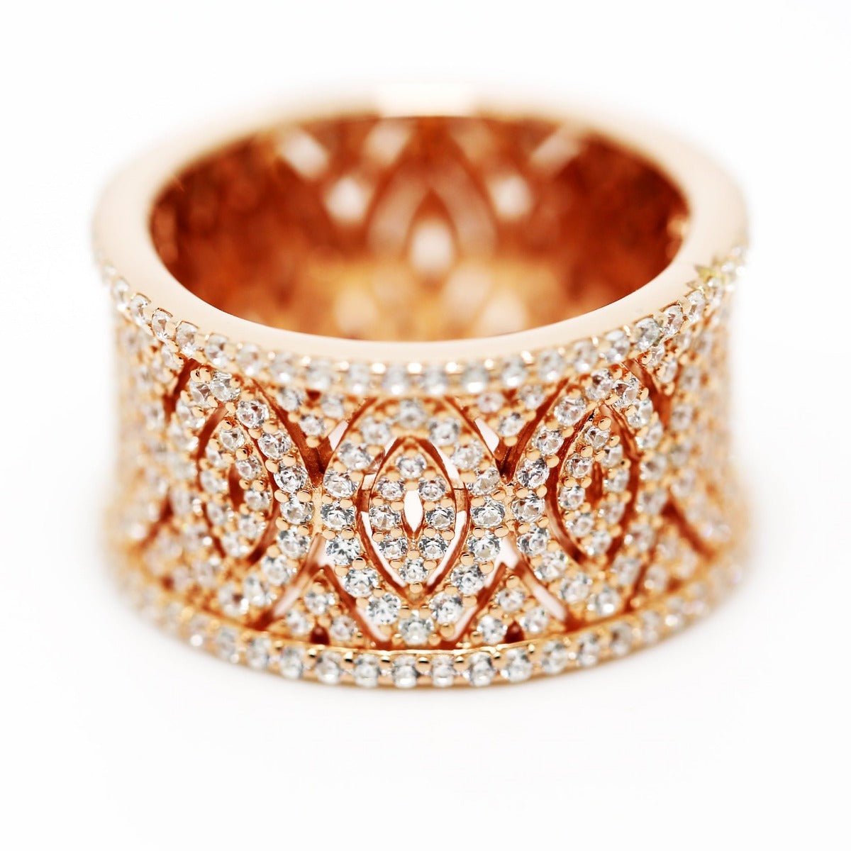 4.60ct Cubic Zirconia Filigree Full Eternity Ring in 14k Rose Gold Plated Silver