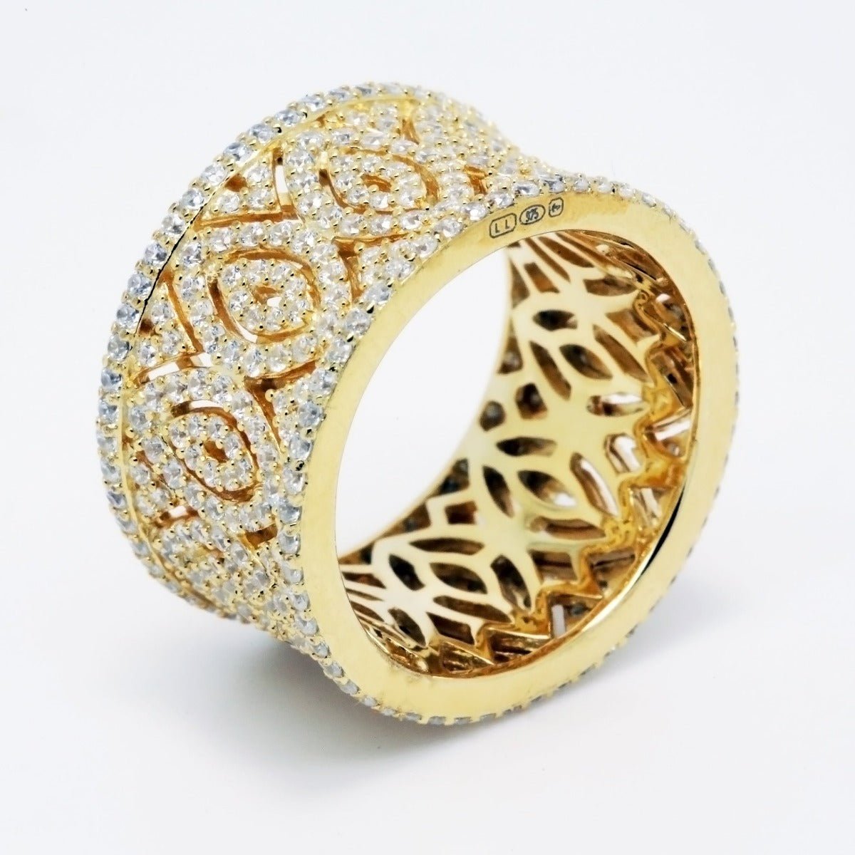 4.60ct Cubic Zirconia Filigree Full Eternity Ring in 14k Yellow Gold Plated Silver