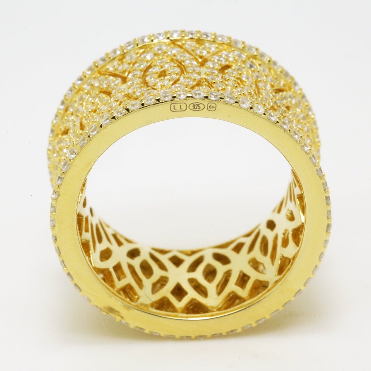 4.60ct Cubic Zirconia Filigree Full Eternity Ring in 14k Yellow Gold Plated Silver
