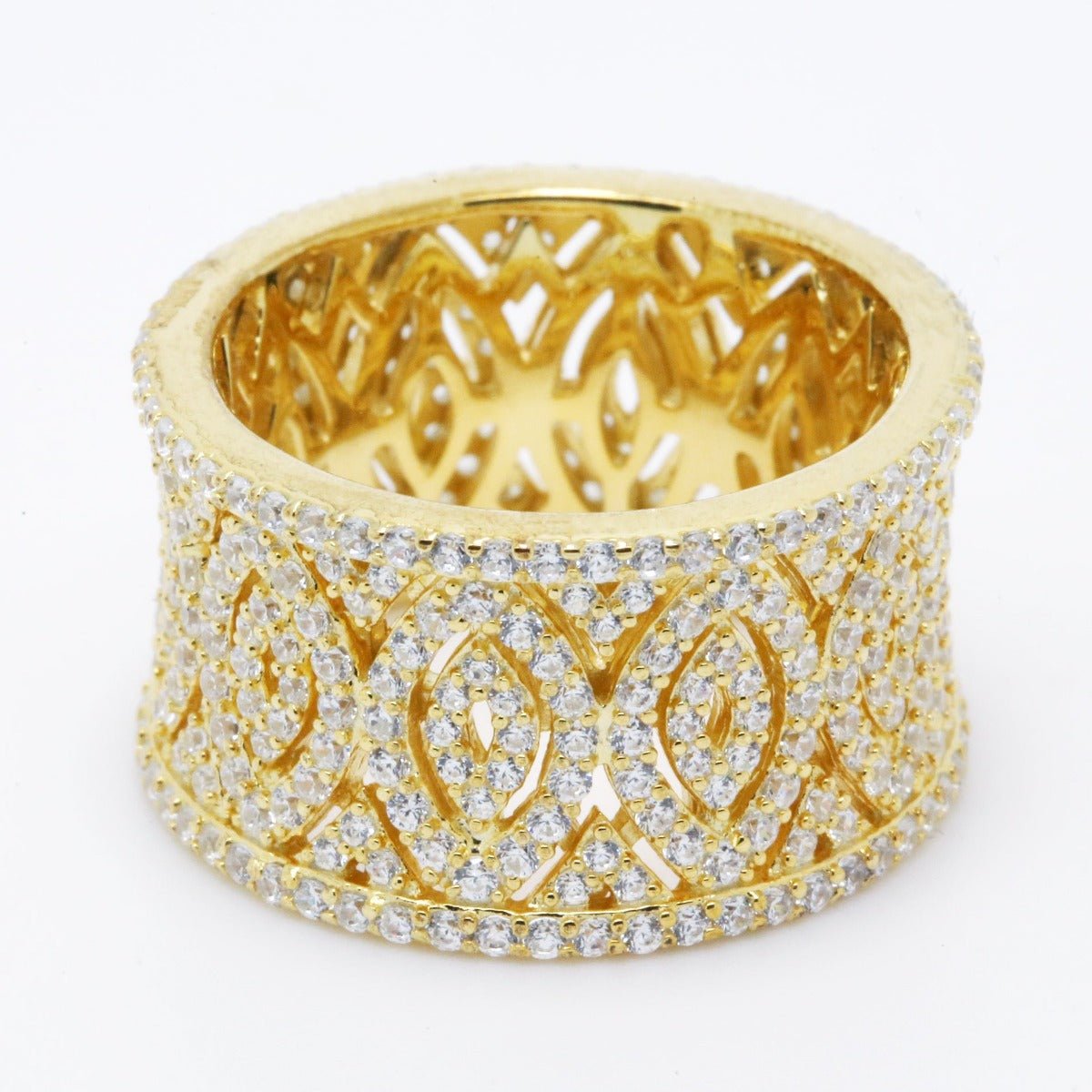 4.60ct Cubic Zirconia Filigree Full Eternity Ring in 14k Yellow Gold Plated Silver