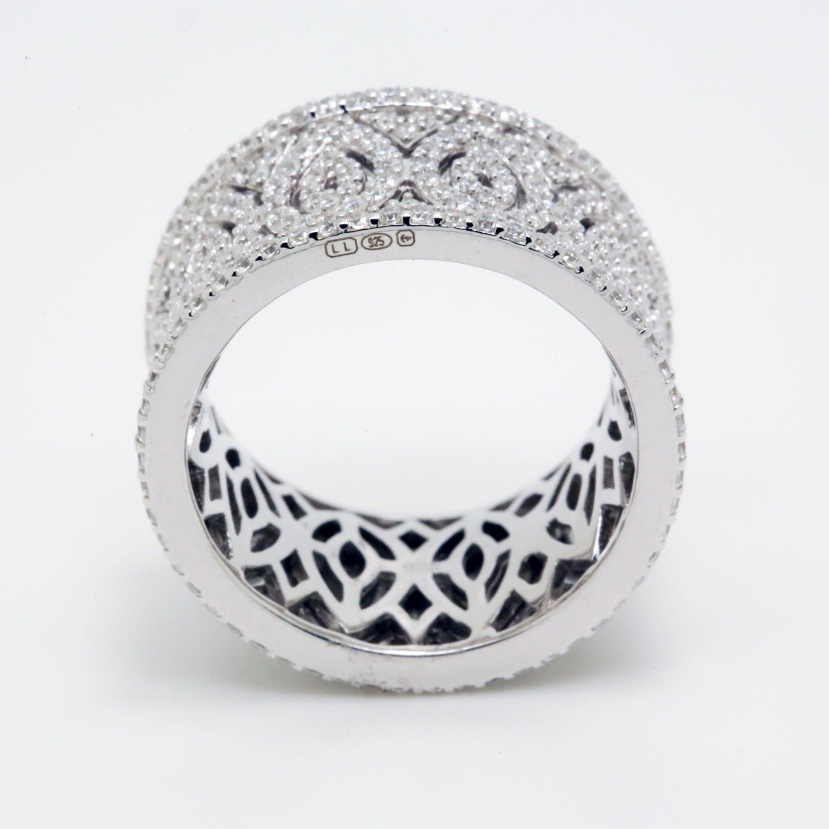 4.60ct Cubic Zirconia Filigree Full Eternity Ring in Rhodium Plated Silver