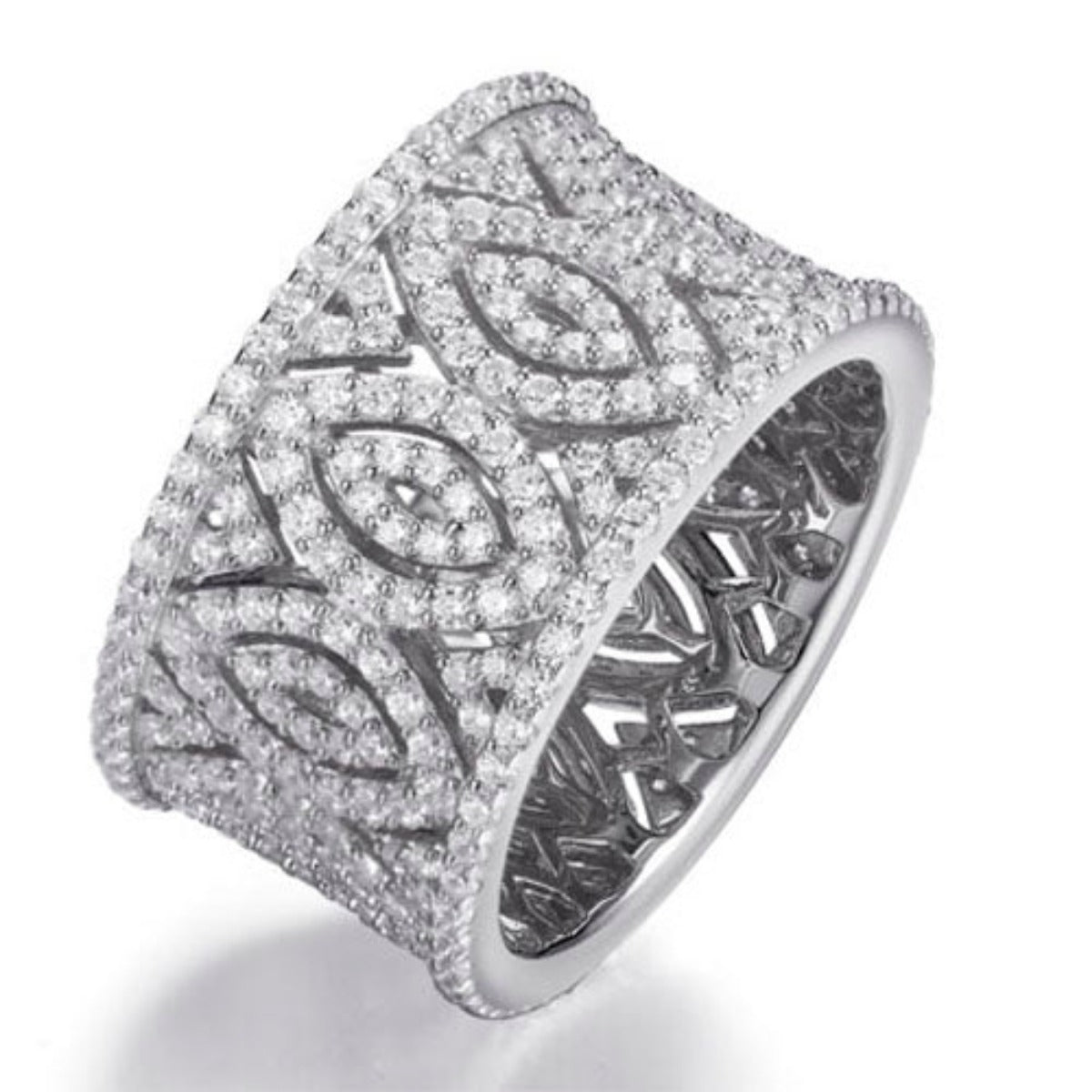 4.60ct Cubic Zirconia Filigree Full Eternity Ring in Rhodium Plated Silver