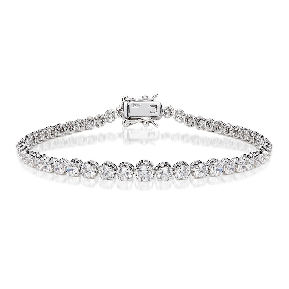 4.60ct Cubic Zirconia Graduated Tennis Bracelet Set in Rhodium Plated Silver