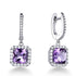 5.0ct Amethyst & Cubic Zirconia Royal Halo Drop Earrings in Rhodium Plated Silver