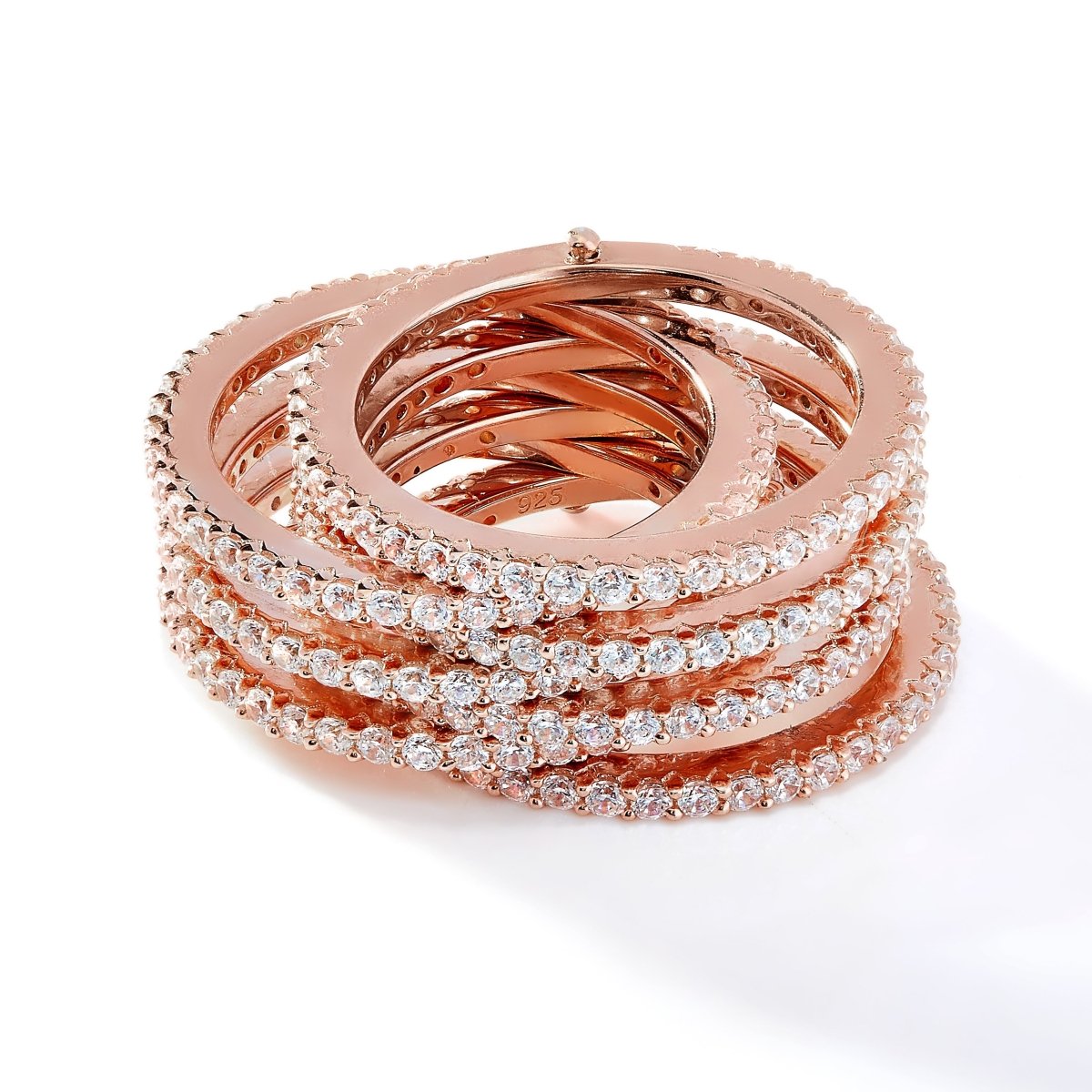 6.00 Cubic Zirconia Athena Seven Row Eternity Ring in 14k Rose Gold Plated Silver