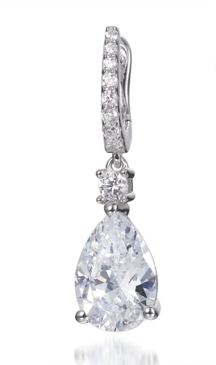 6.00ct Cubic Zirconia Pear Drop Earrings in Rhodium Plated Silver