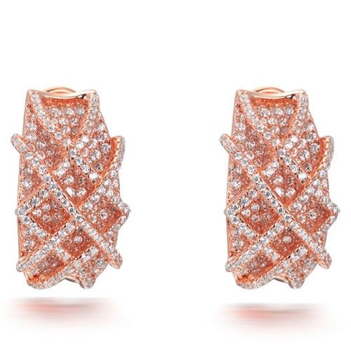6.20ct Cubic Zirconia Amelia Criss Cross Earrings 14k Rose Gold Plated Silver