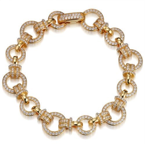 6.50ct Cubic Zirconia Circle Link Bracelet in 14k Yellow Gold Plated Silver