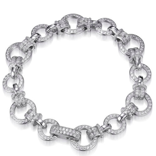 6.50ct Cubic Zirconia Circle Link Bracelet in Rhodium Plated Silver