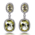 6.60ct Citrine Cushion Halo Drop Earrings in Rhodium Plated Silver