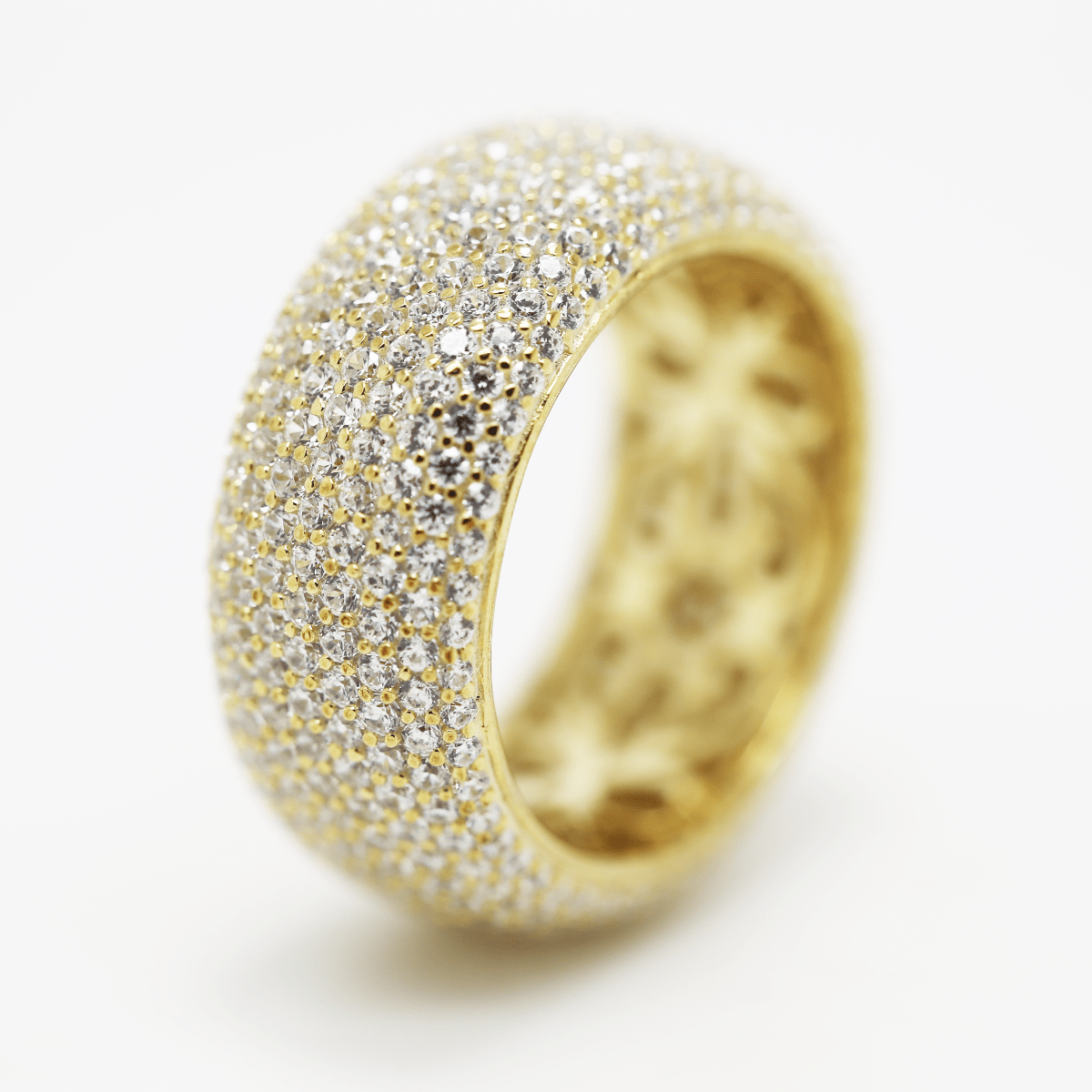 7.00ct Cubic Zirconia Destiny Pave Full Eternity Ring in 14k Yellow Gold Plated Silver