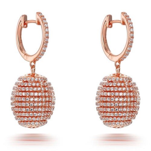 7.0ct Cubic Zirconia Beehive Earrings in 14k Rose Gold Plated Silver