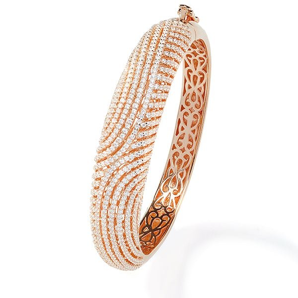 8.20ct Cubic Zirconia Swirl Bangle Set in 14k Rose Gold Plated Silver