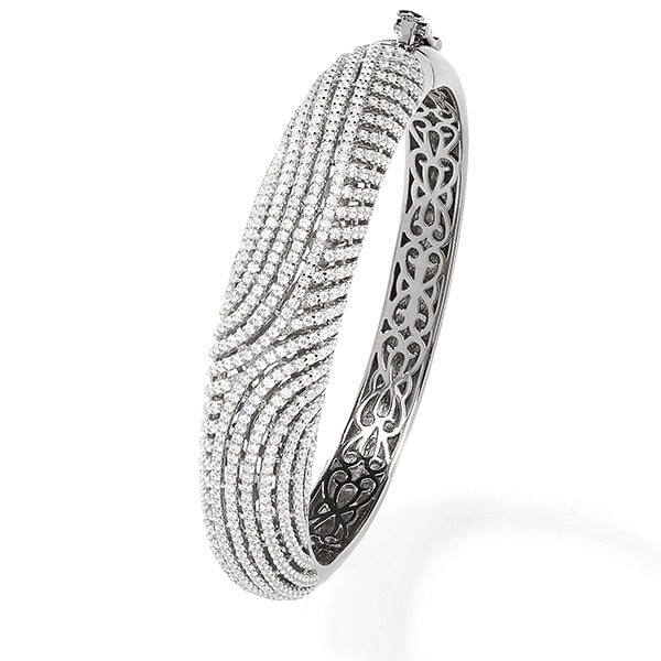 8.20ct Cubic Zirconia Swirl Bangle Set in Rhodium Plated Silver