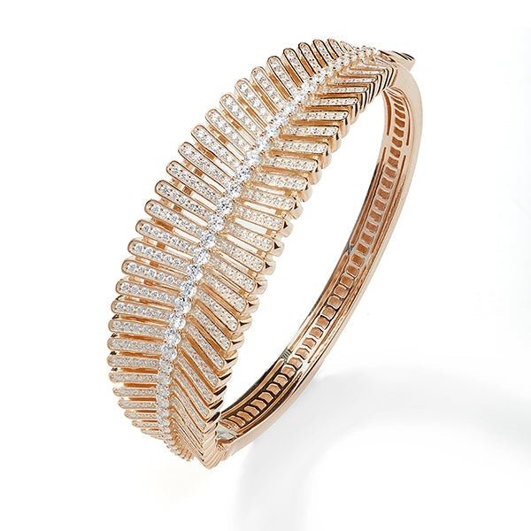8.50ct Cubic Zirconia Feather Bangle in 14k Rose Gold Plated Silver