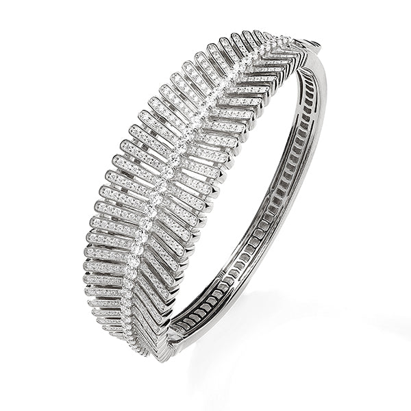 8.50ct Cubic Zirconia Feather Bangle in Rhodium Plated Silver